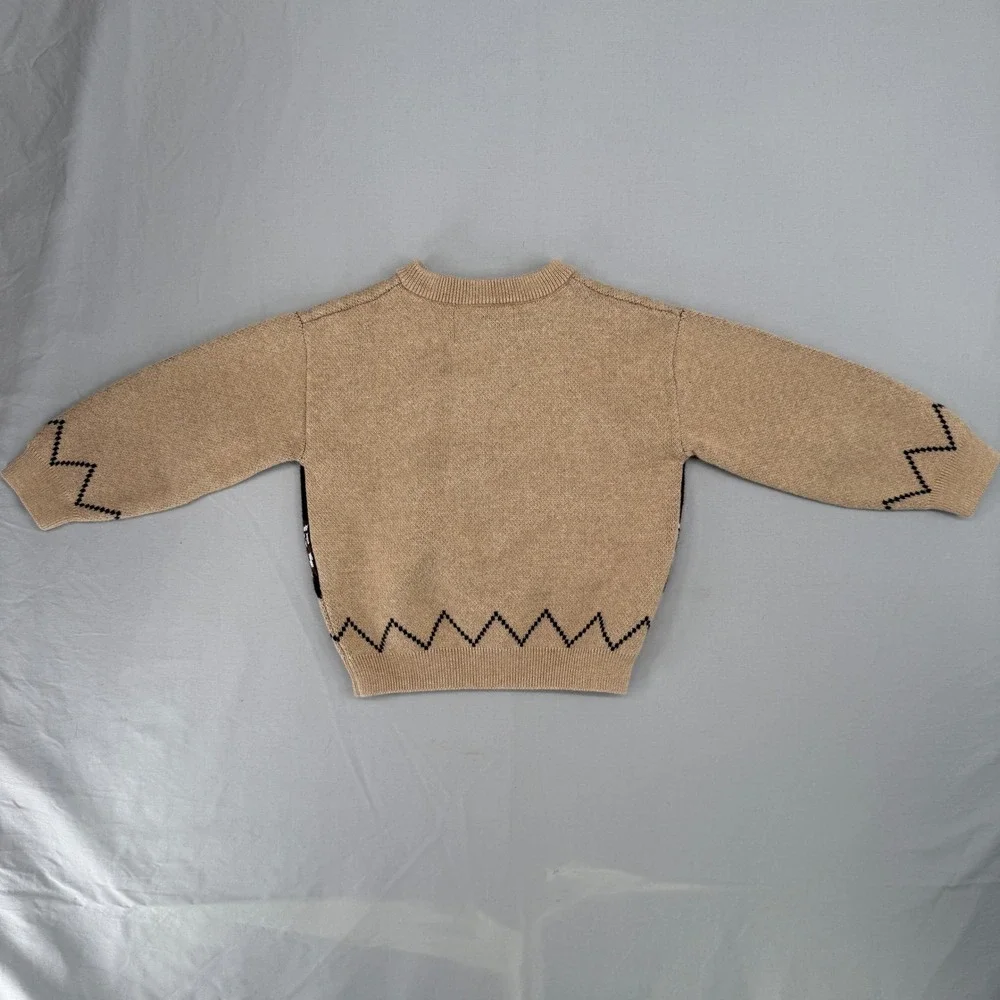 Old Navy Toddler 3T Tan Horse Intarsia Cotton Button Front Cardigan Sweater